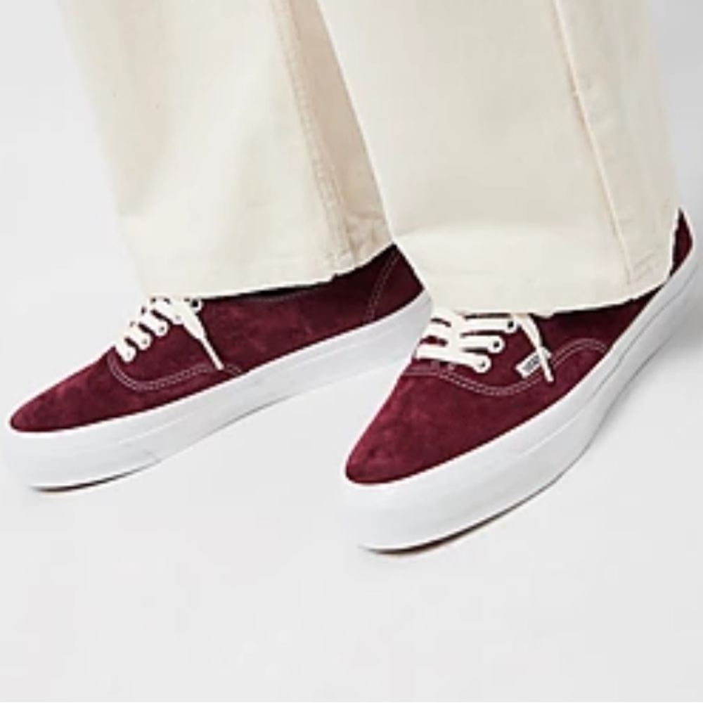 Vans Pig Suede Authentic Pomegranate Red White Deck Skate Sneaker 8.5 Men’s